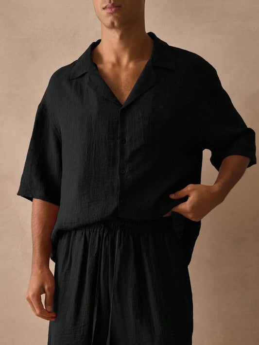 Conjunto Lino Arrugado BOLE — Camisa Cubana y Short