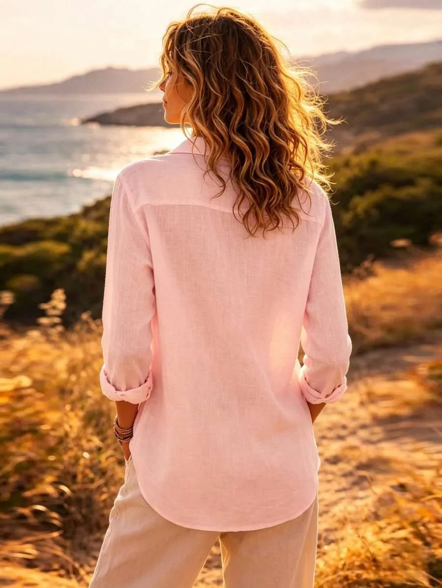 Blusa Lino IBIZA — Oversize Manga Larga