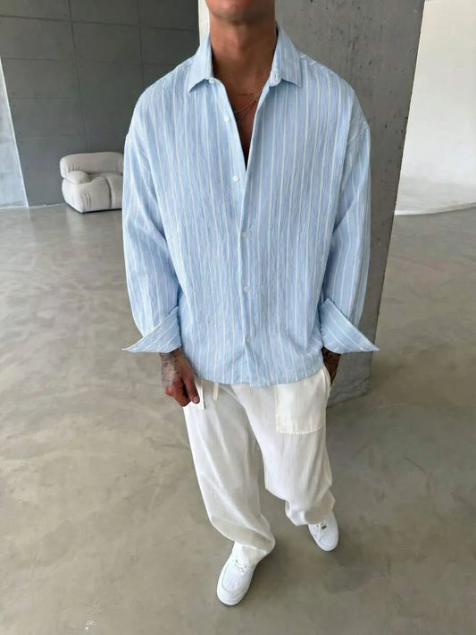 Camisa Rayas SAGE — Oversize Manga Larga