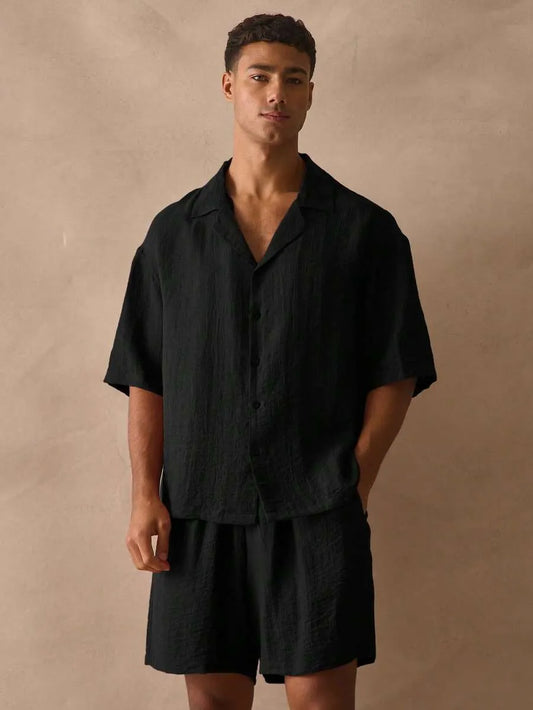 Conjunto Lino Arrugado BOLE — Camisa Cubana y Short