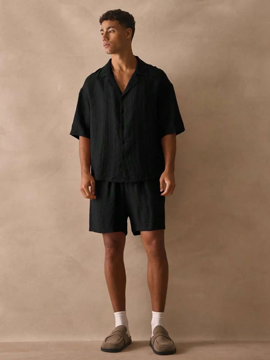 Conjunto Lino Arrugado BOLE — Camisa Cubana y Short