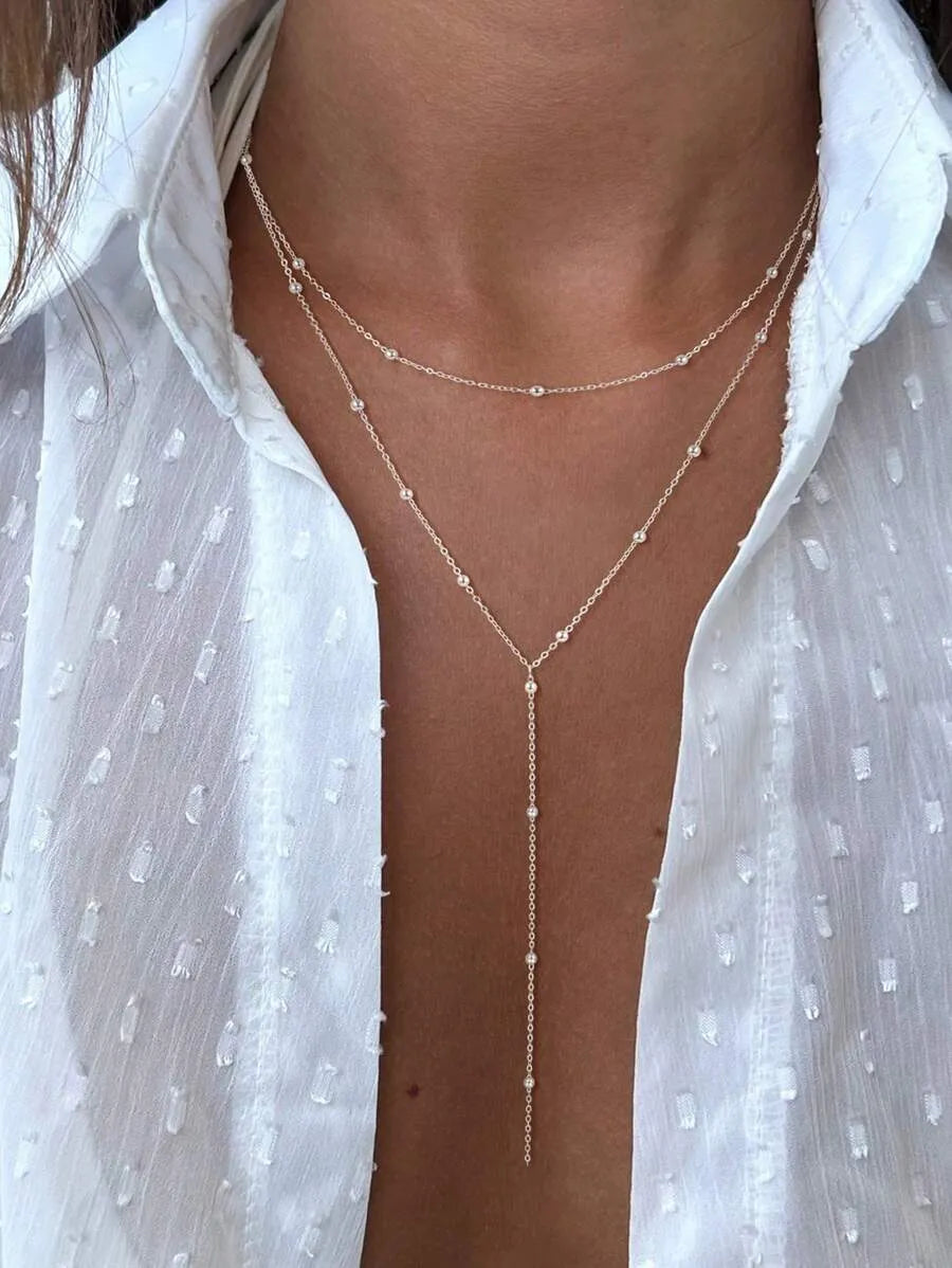 Collar Lariat DROPS — Cadena Fina Dorada en Y