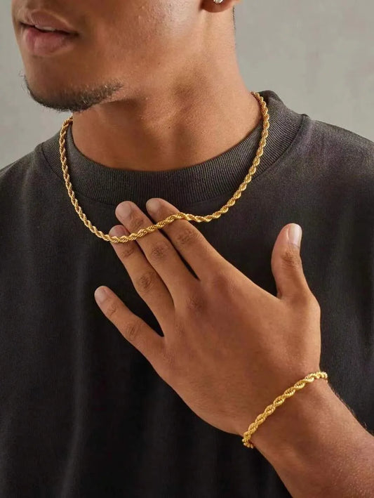 Cadena Twist GOLD — Pulsera y Collar Acero
