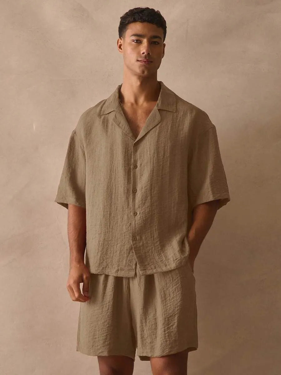 Conjunto Lino Arrugado BOLE — Camisa Cubana y Short