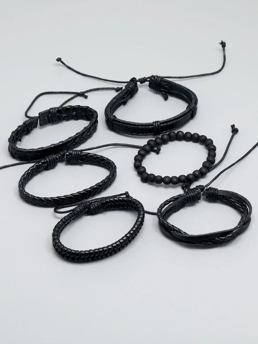 Pulsera de Cuero Trenzado LEATHER — Cierre Magnético Acero
