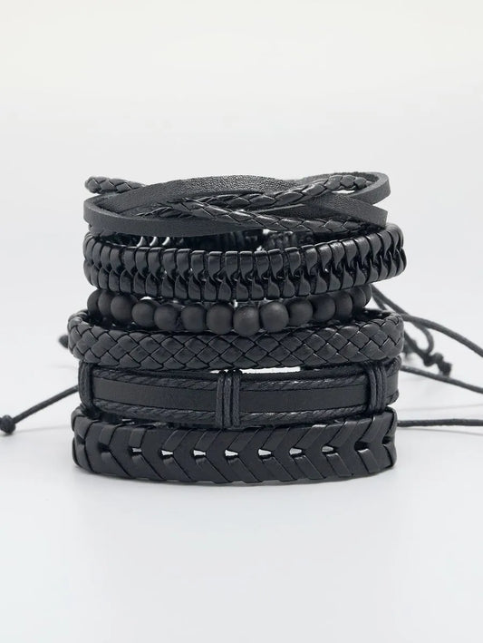 Pulsera de Cuero Trenzado LEATHER — Cierre Magnético Acero