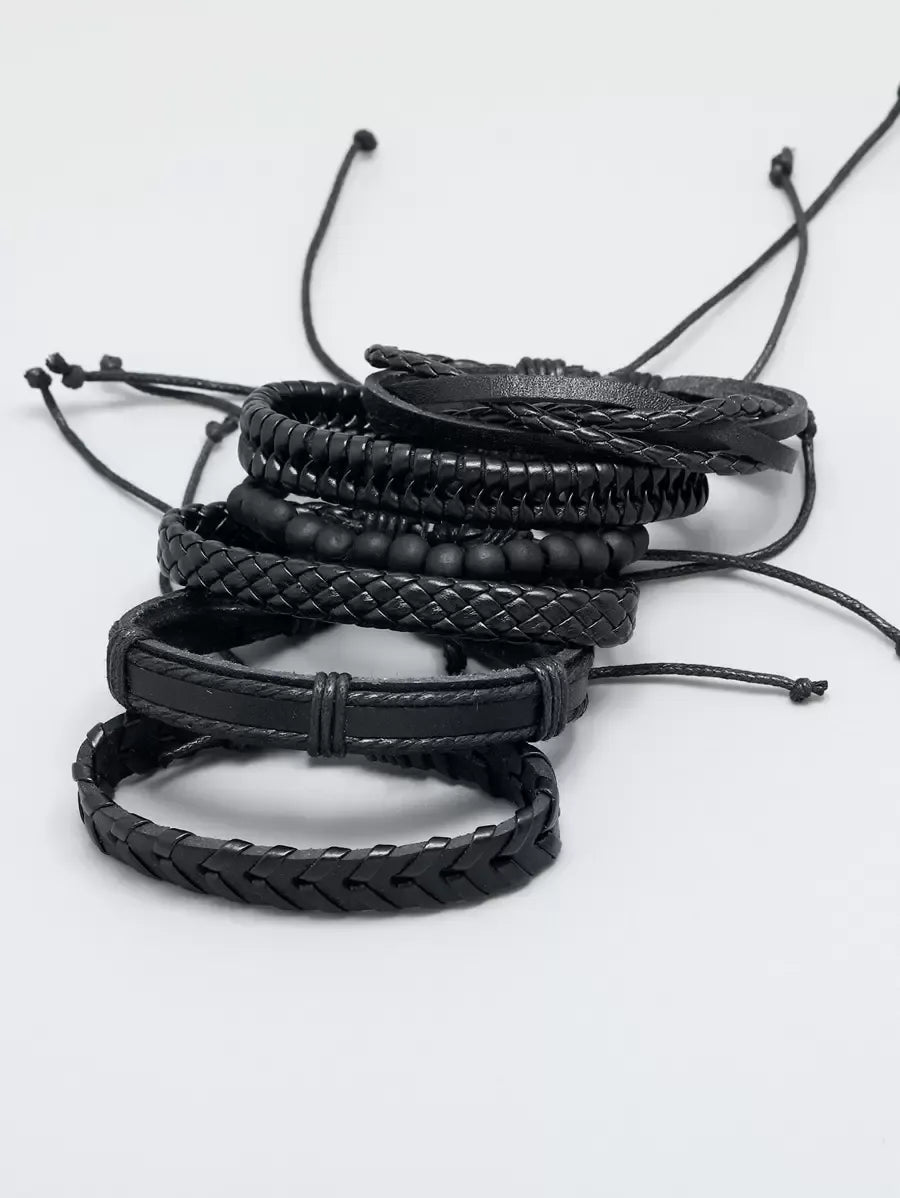 Pulsera de Cuero Trenzado LEATHER — Cierre Magnético Acero