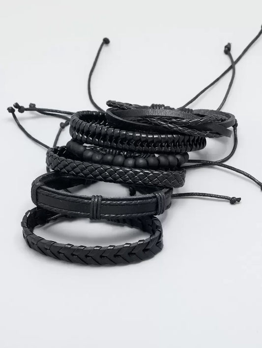Pulsera de Cuero Trenzado LEATHER — Cierre Magnético Acero