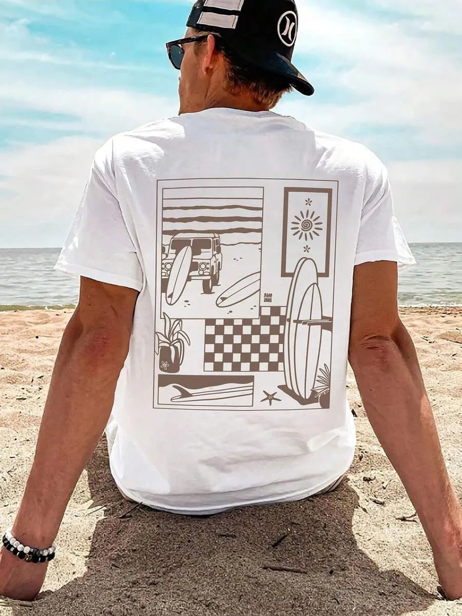 Camiseta Gráfica SURF — Vintage Collage