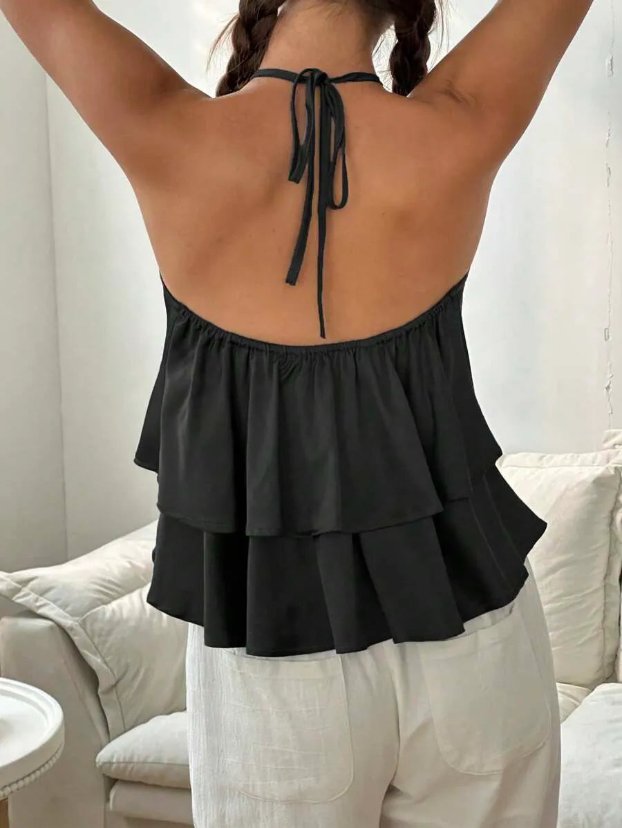 Top Halter SATIN BOW — Nudo Drapeado