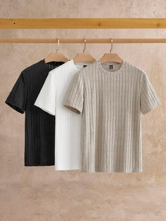 Camiseta Ribbed SLIM — Pack 3 Colores