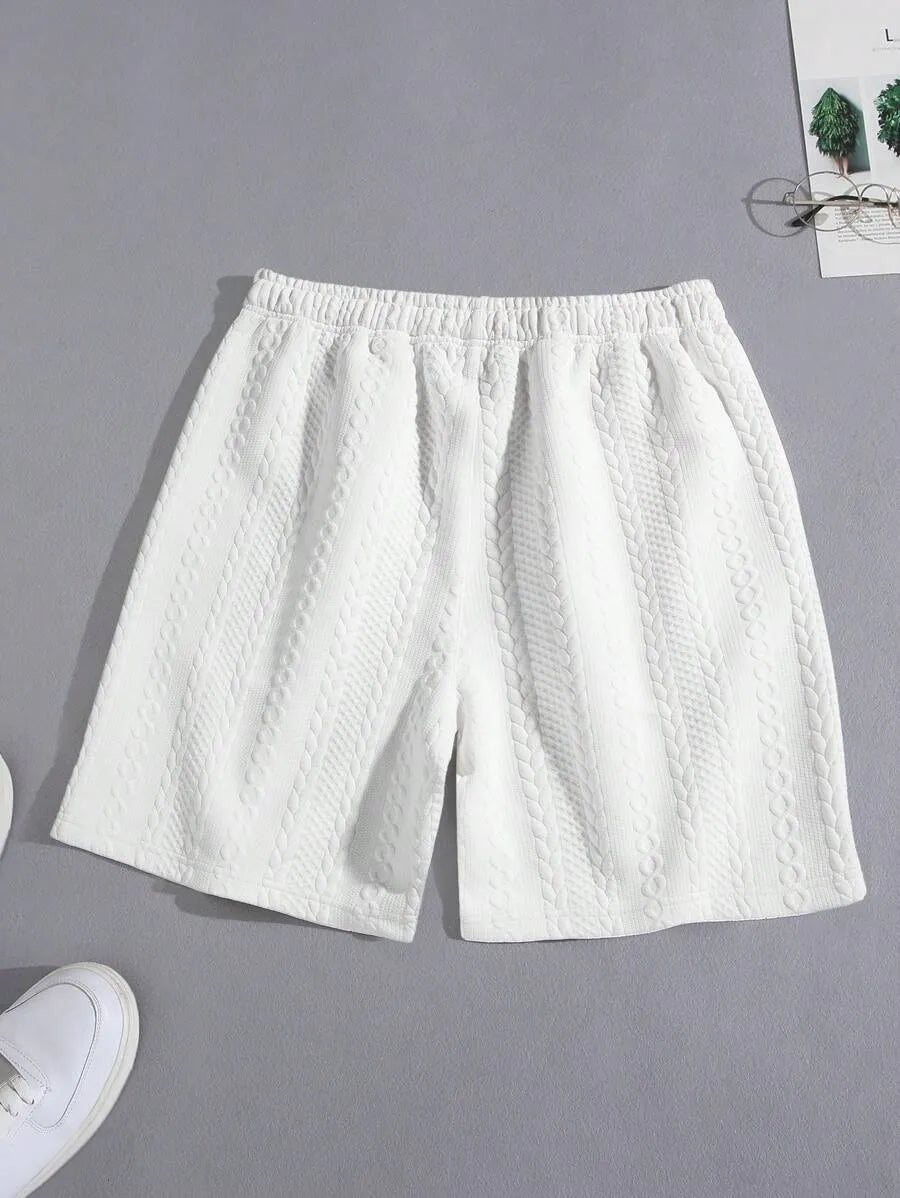 Short blanco con tejido jacquard