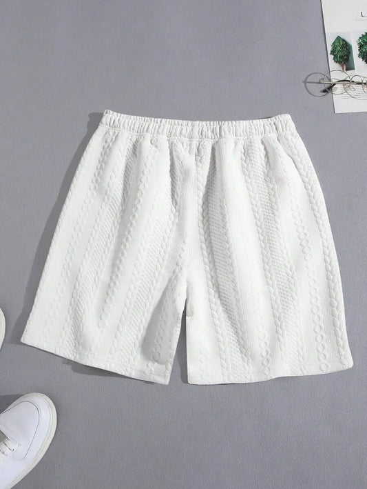Short blanco con tejido jacquard