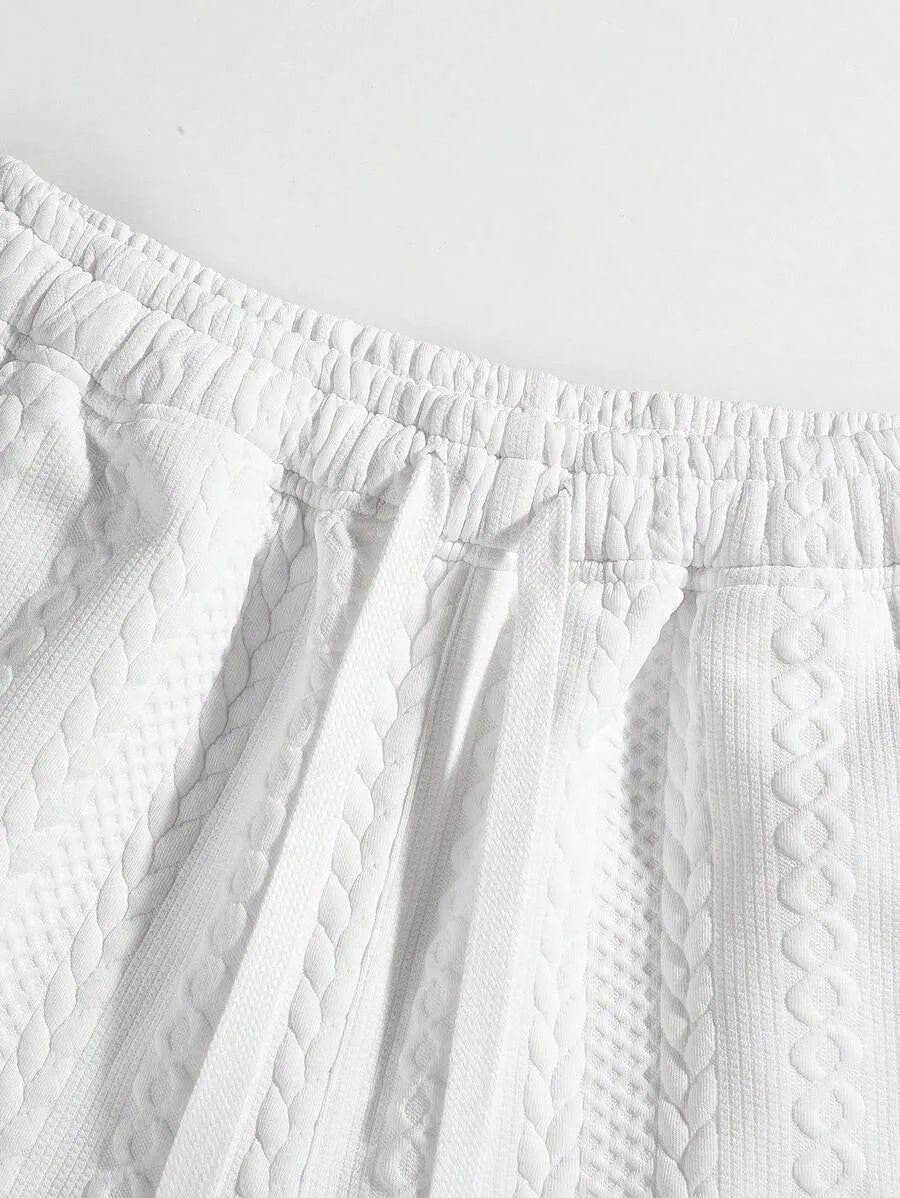 Short blanco con tejido jacquard