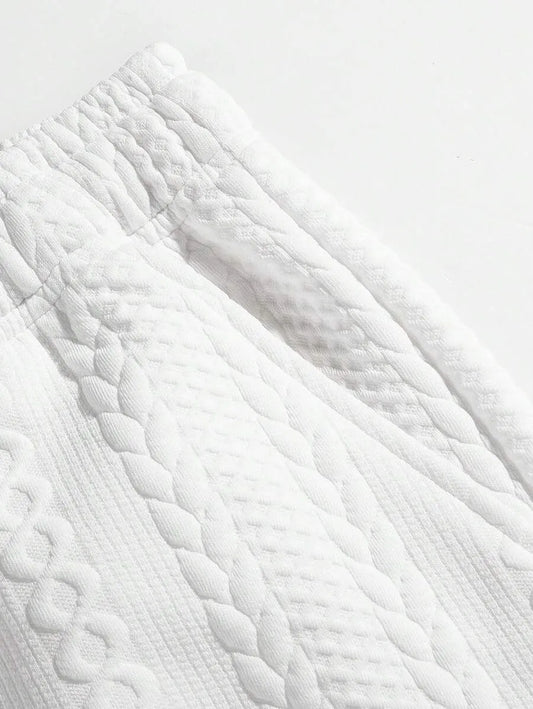 Short blanco con tejido jacquard