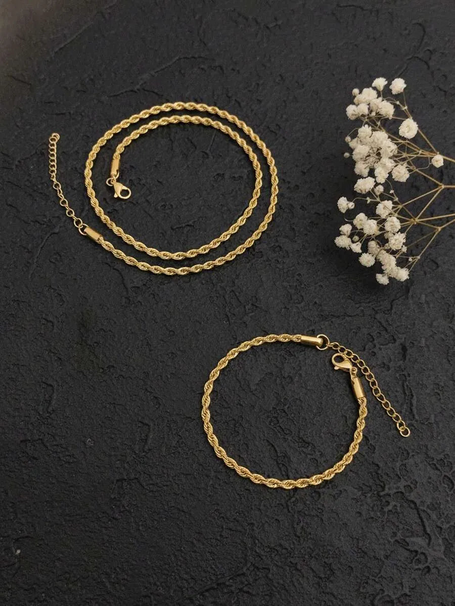 Cadena Twist GOLD — Pulsera y Collar Acero