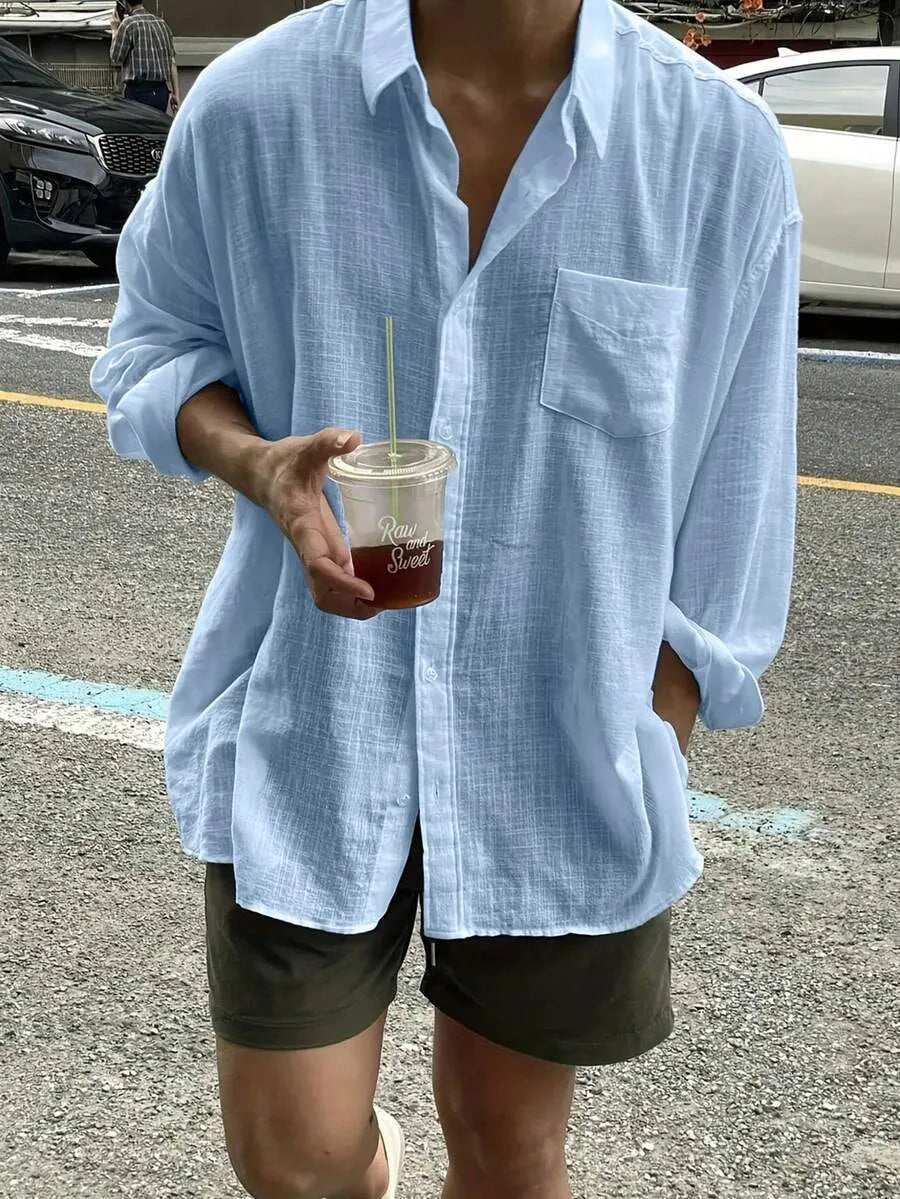 Camisa Lino AZUL CIELO — Oversize Relaxed