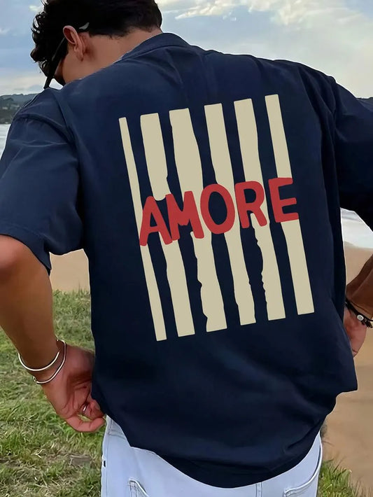 Camiseta Gráfica AMORE — Navy Back Print