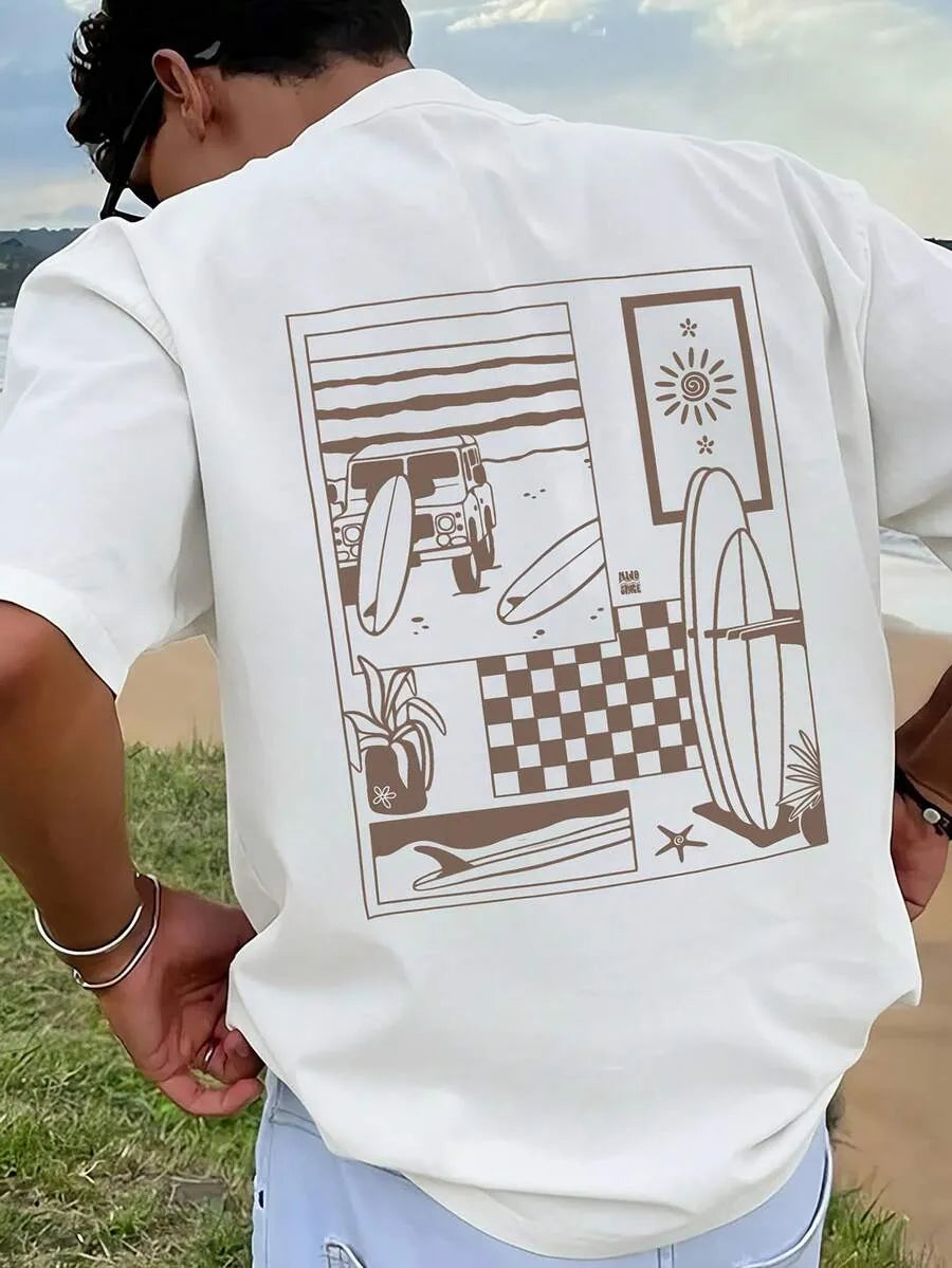 Camiseta Gráfica SURF — Vintage Collage