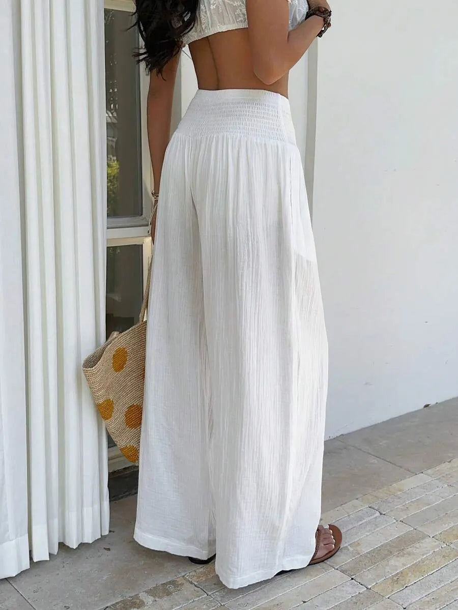 Pantalón Palazzo Fluido de Cintura Smock