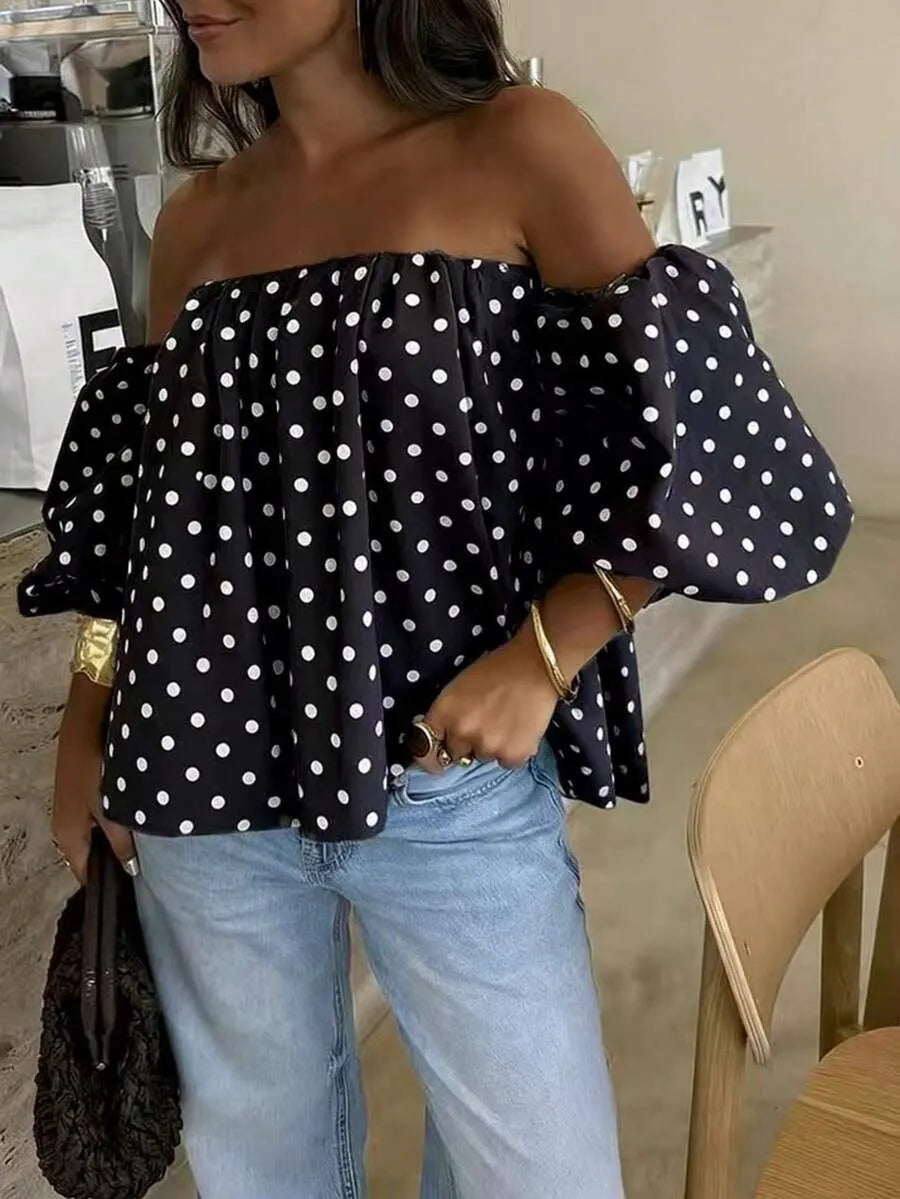 Blusa Bardot DOTS — Off Shoulder Lunares