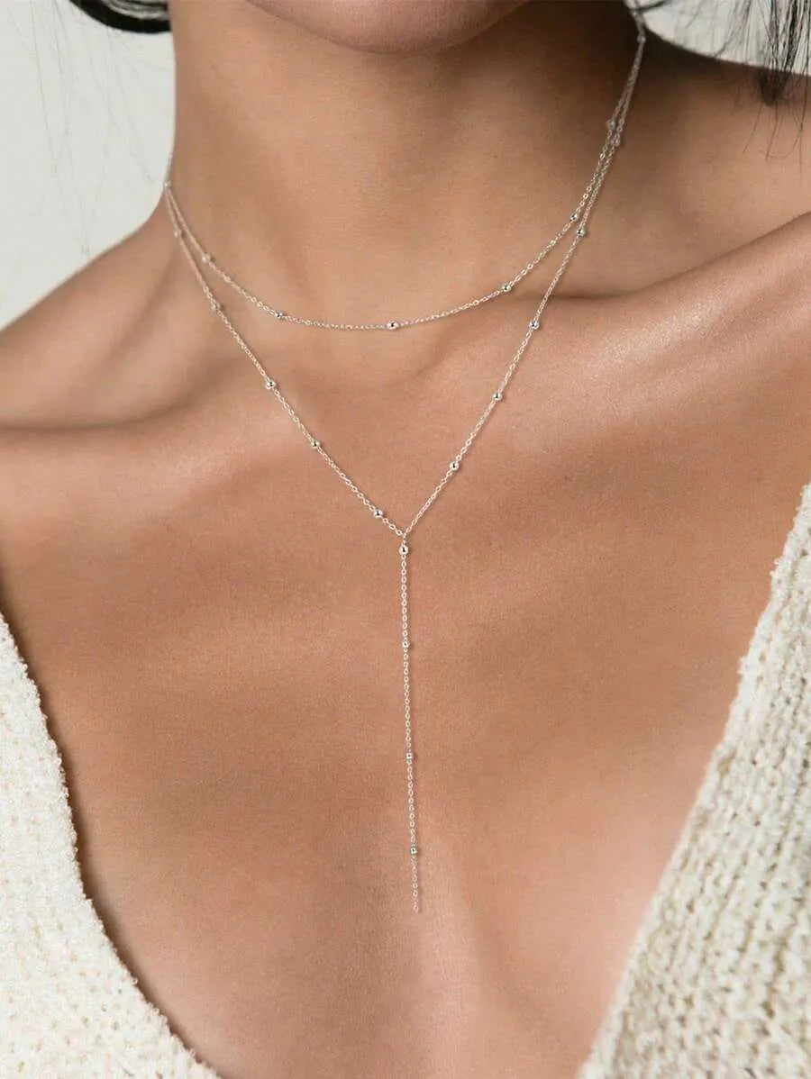 Collar Lariat DROPS — Cadena Fina Dorada en Y