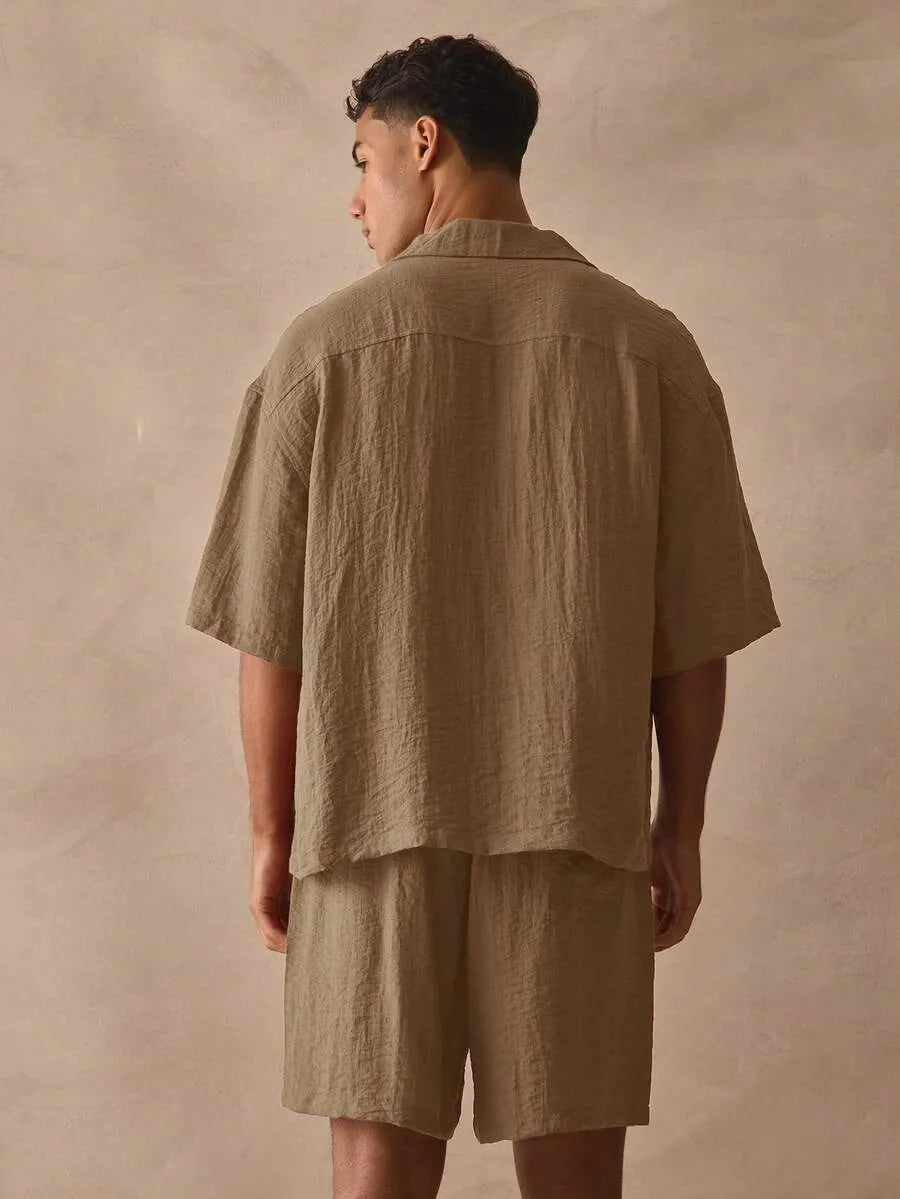 Conjunto Lino Arrugado BOLE — Camisa Cubana y Short