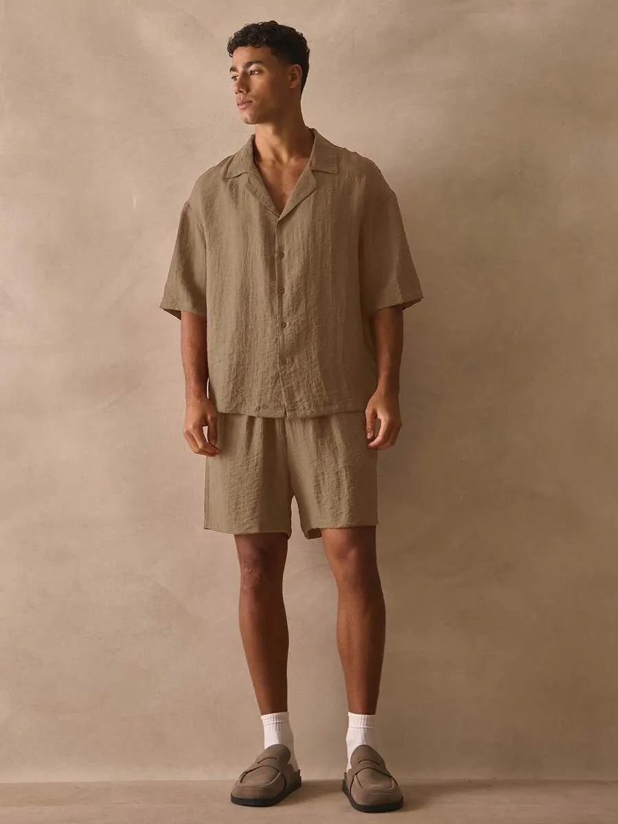Conjunto Lino Arrugado BOLE — Camisa Cubana y Short