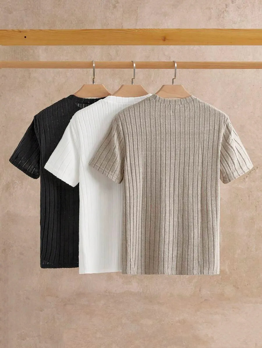 Camiseta Ribbed SLIM — Pack 3 Colores