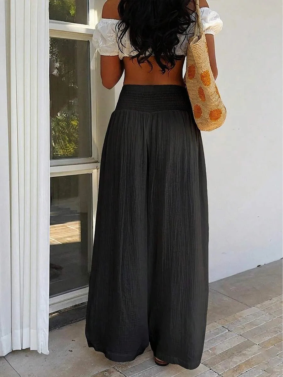 Pantalón Palazzo Fluido de Cintura Smock