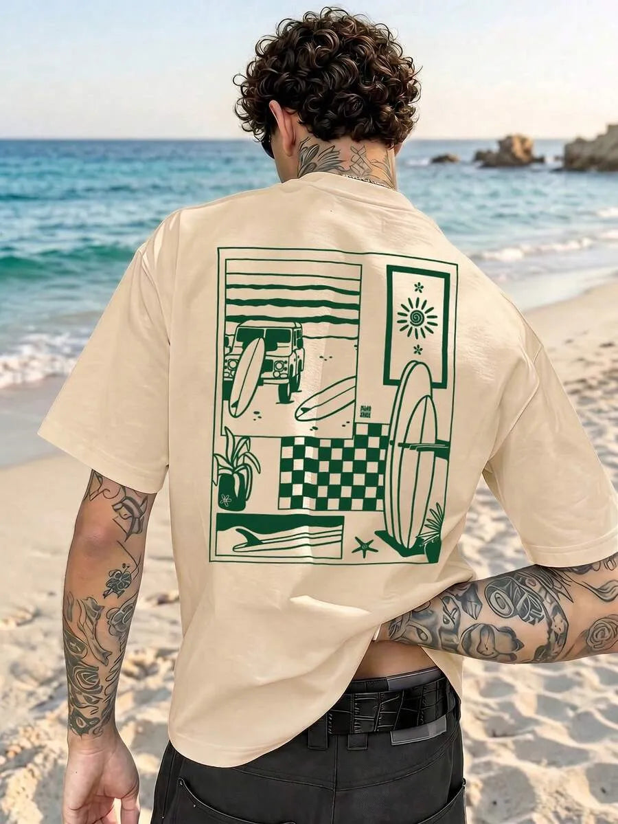 Camiseta Gráfica SURF — Vintage Collage