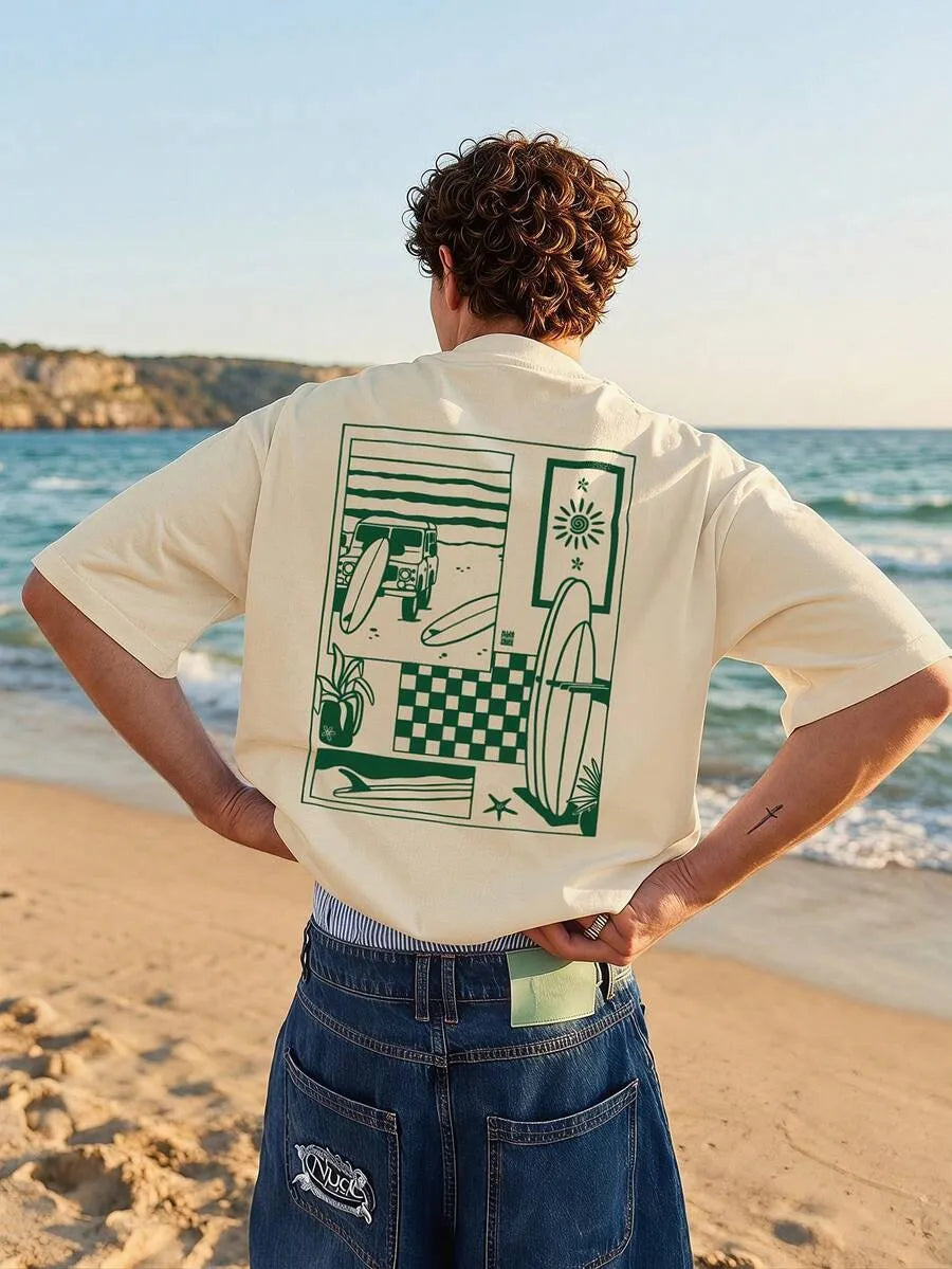 Camiseta Gráfica SURF — Vintage Collage