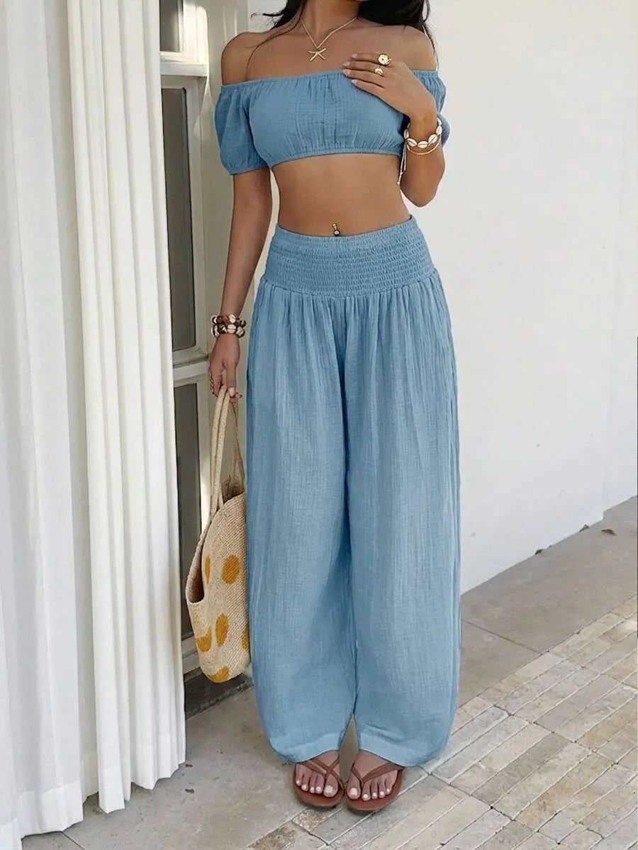 Pantalón Palazzo Fluido de Cintura Smock