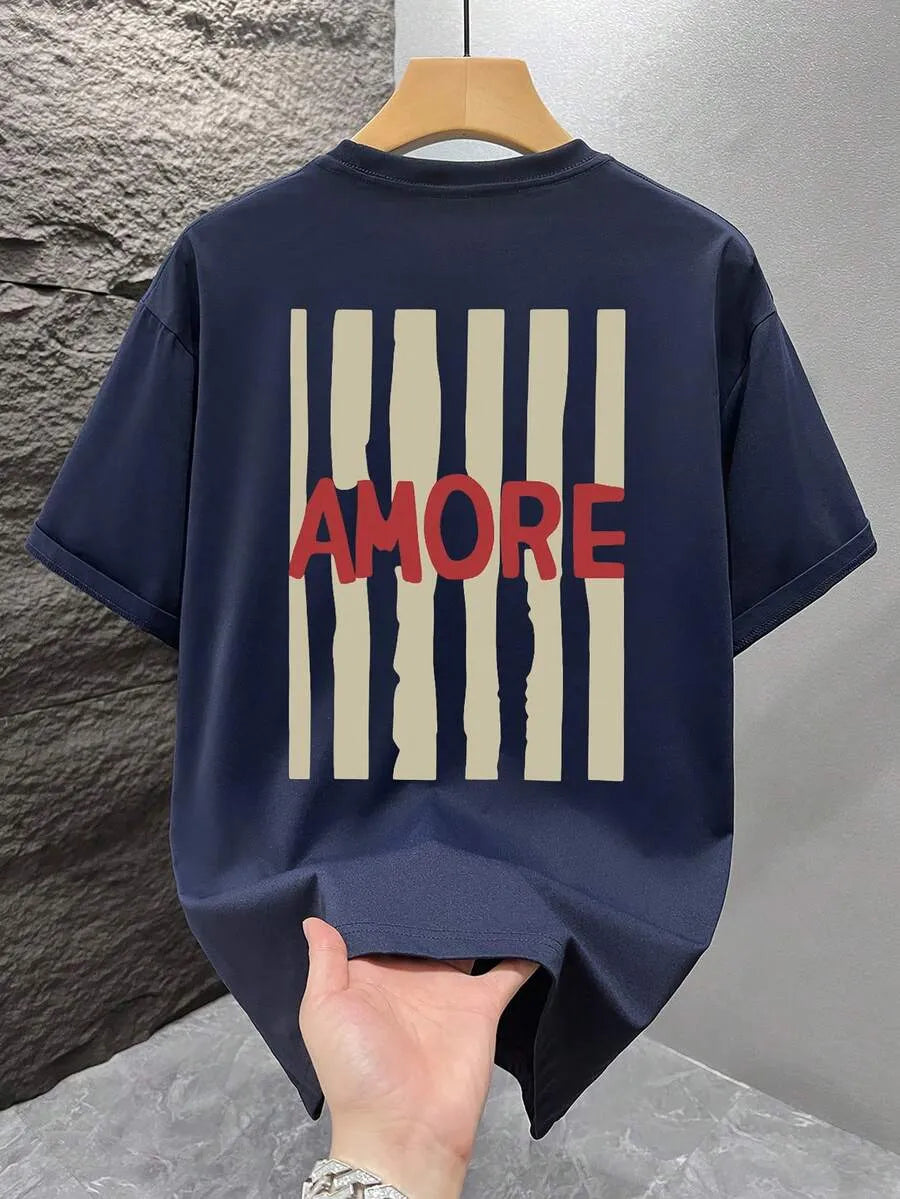 Camiseta Gráfica AMORE — Navy Back Print