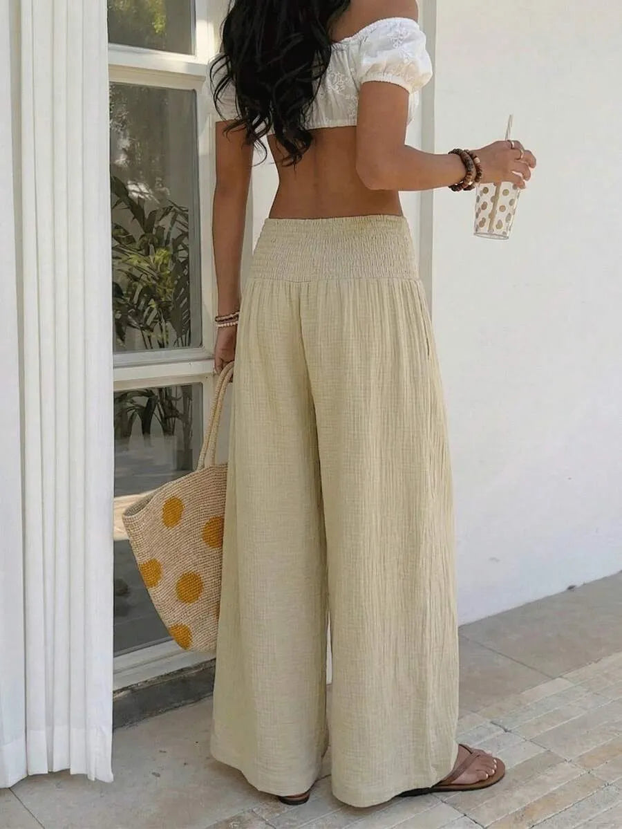 Pantalón Palazzo Fluido de Cintura Smock