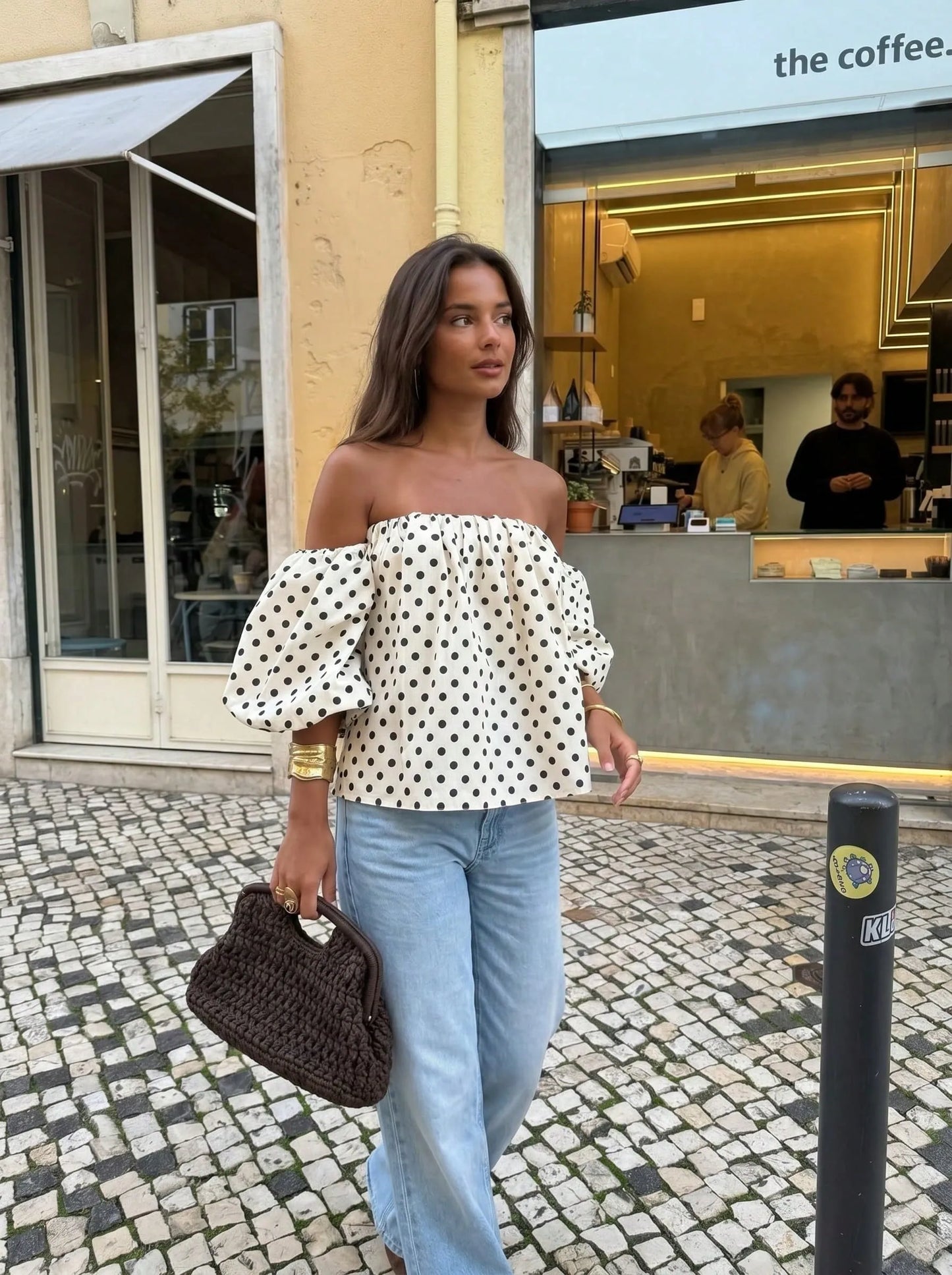 Blusa Bardot DOTS — Off Shoulder Lunares