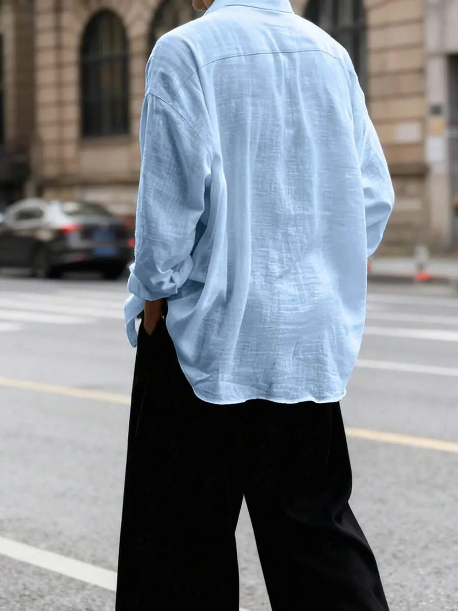 Camisa Lino AZUL CIELO — Oversize Relaxed