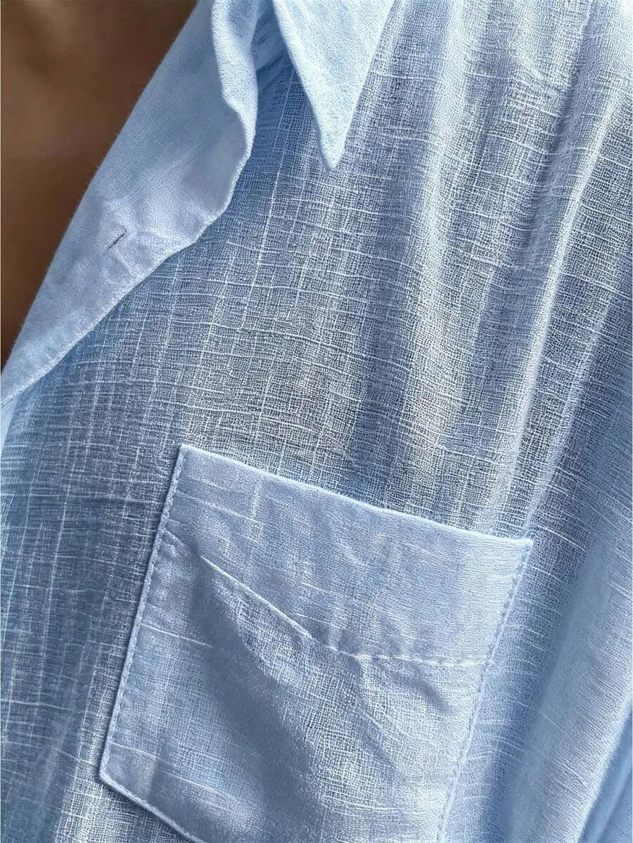 Camisa Lino AZUL CIELO — Oversize Relaxed