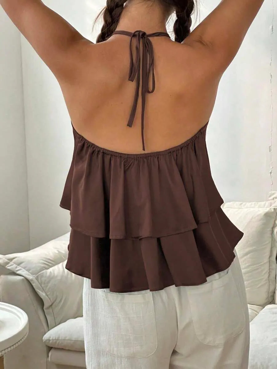 Top Halter SATIN BOW — Nudo Drapeado