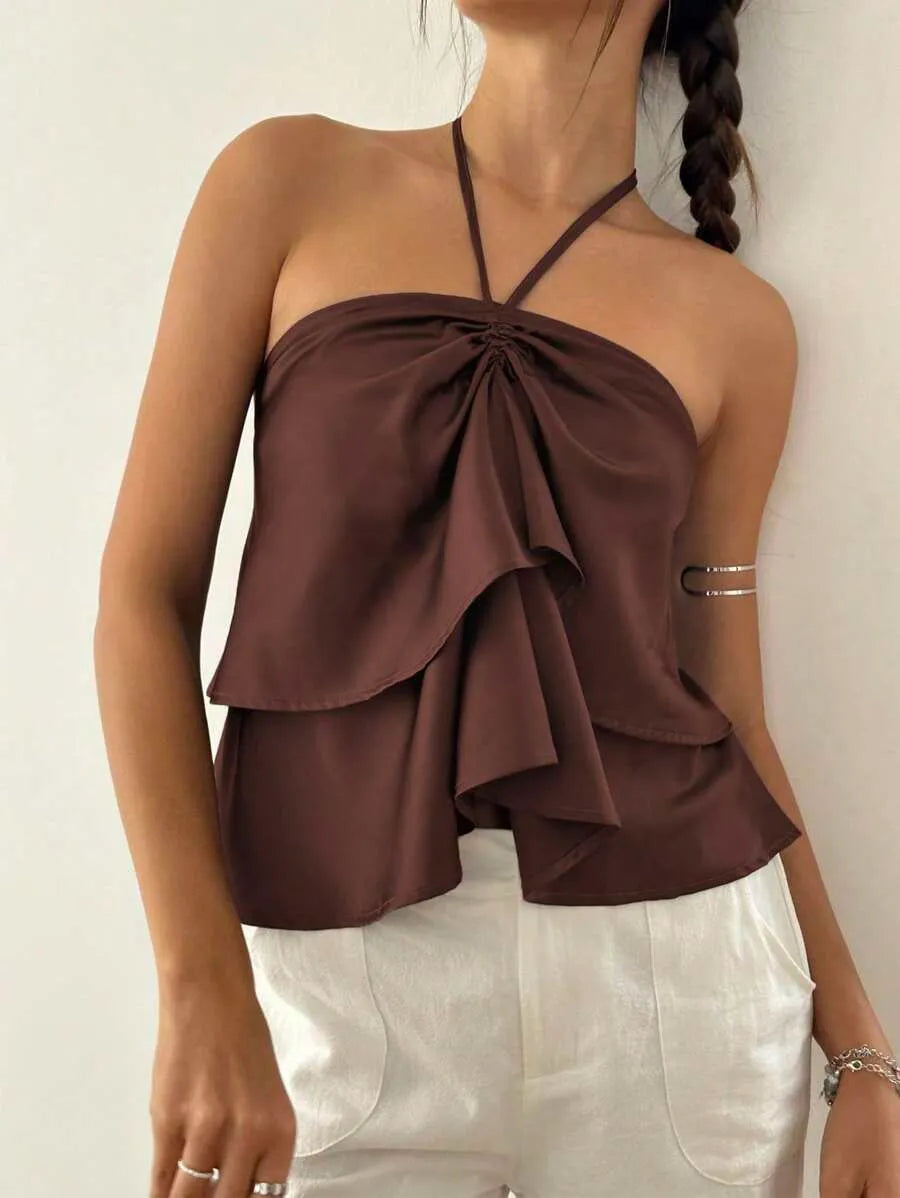 Top Halter SATIN BOW — Nudo Drapeado