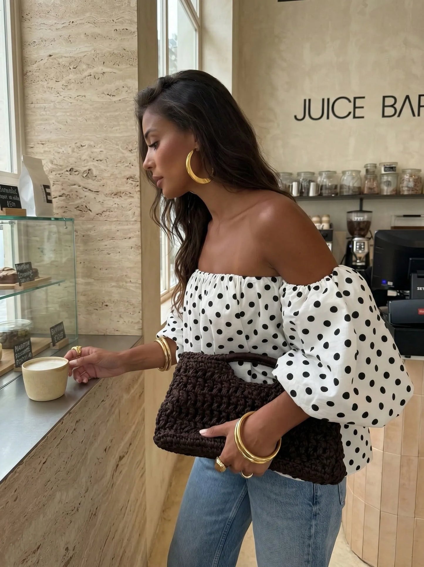 Blusa Bardot DOTS — Off Shoulder Lunares