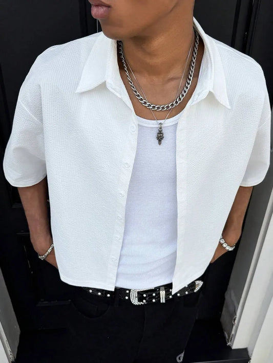 Camisa Waffle BLANCO — Manga Corta Urban