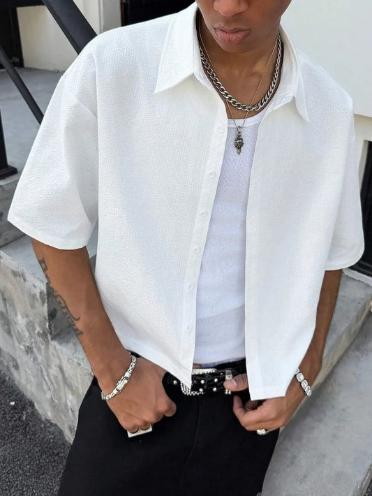 Camisa Waffle BLANCO — Manga Corta Urban